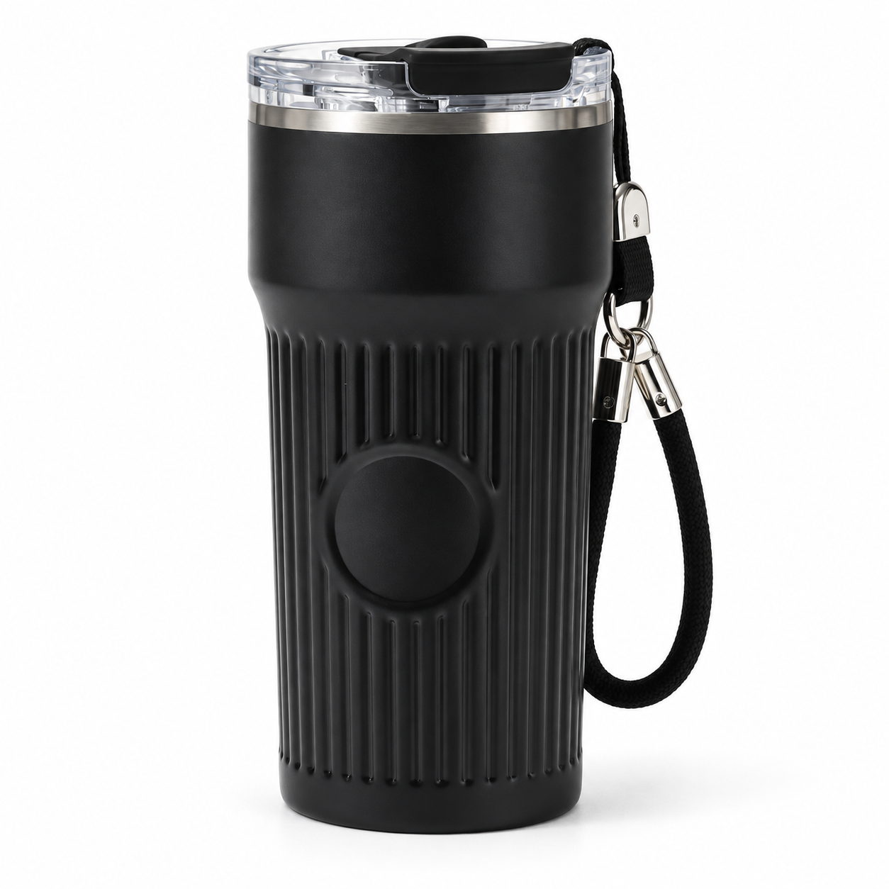 Ribbed Matte Insulated Tumbler with Carry Strap